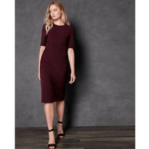 Ted Baker Maggidd Pleated-Waist MIDI Dress Size 1 NWT